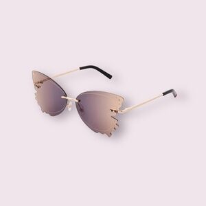 Betsey Johnson Women's The Giver Butterfly Sunglasses, Gold, 140 mm